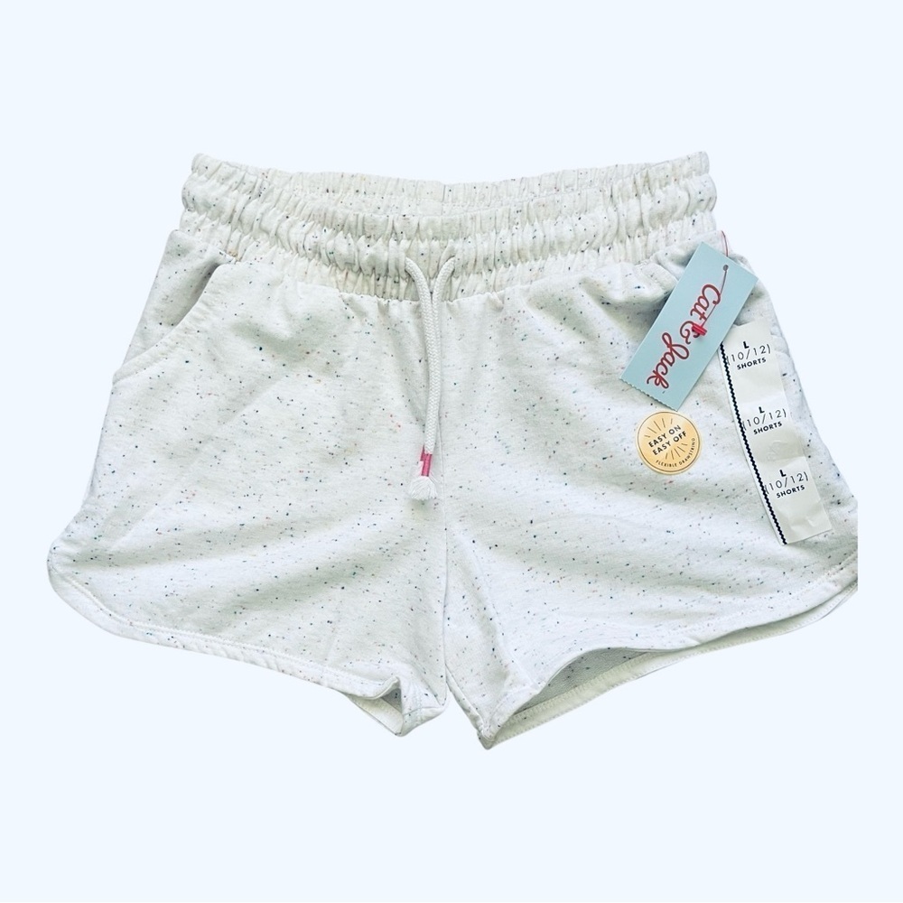 Cat & Jack casual white speckled confetti Girls shorts L (10-12) elastic waist - Picture 3 of 14